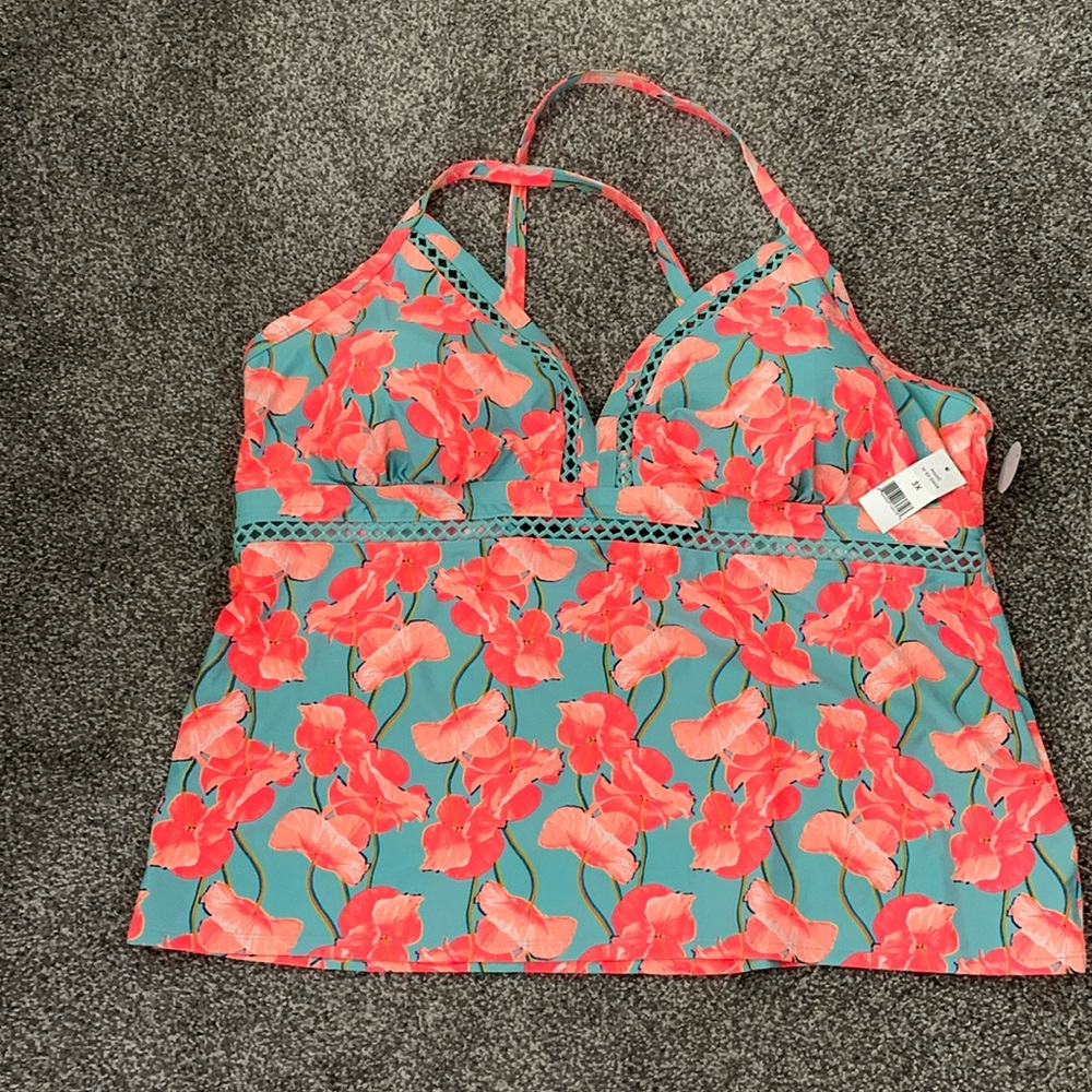 Dip swimsuit top size 3X aqua and orange